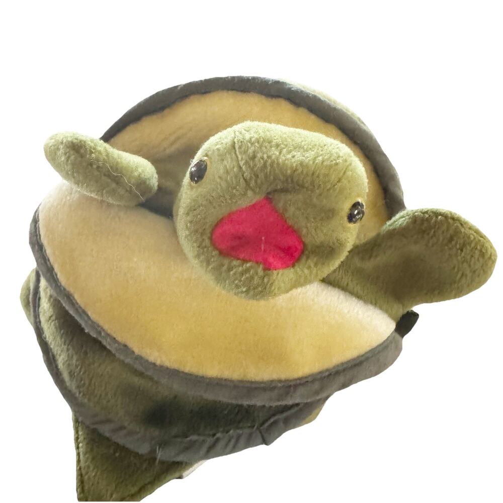 Folkmanis Plush Green Baby Turtle Full Body Shell Hand Puppet